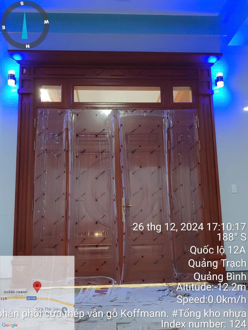 Bàn giao cửa thép Vân gỗ Koffmann cho bác Hải ở khu tái định cư ở Quảng Thanh 💚
